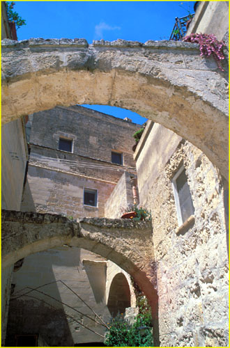 52 Arches of medieval Sassi district in Matera, Basilicata