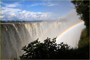 At Victoria Falls, Zimbabwe and Zambia (opposite bank)