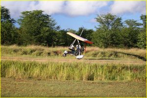 Taking off for ultralight flight over Victoria Falls