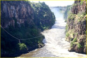 Batoka gorge of Zambezi River, Zimbabwe on left, Zambia on right