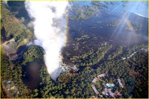 Flying over Victoria Falls and Victoria Bridge