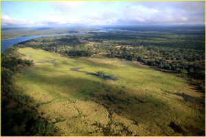 Flying over Zambezi River near Victoria Falls, Zambia