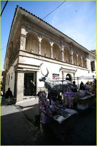 At a La Paz Market (with aluminum foil bull as a symbol of fortune and prosperity)