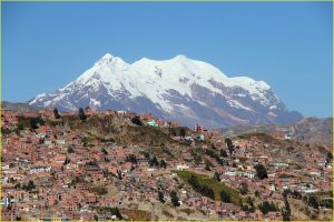 Illimani towering over La Paz