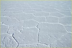 Hexagonal salt patterns on Salar de Uyuni