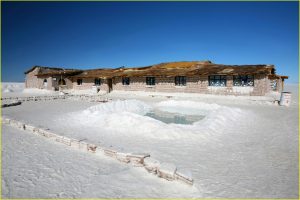 Defunct salt hotel on Salar de Uyuni
