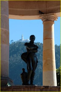 Simon Bolivar with Monserrate peak in the background, Bogota