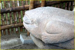 Statue of a frog in San Agustin archeological park