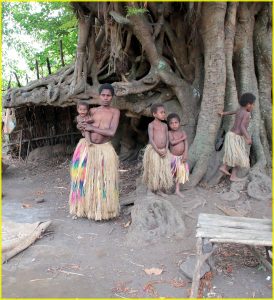 In Lowinio "kustom" village (Yakel tribe), Tanna, Vanuatu. This is a "live" village, although tribe people dress-up and dance for tourists