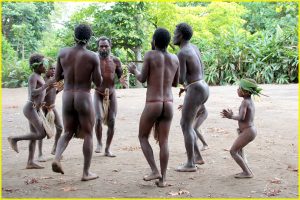 In Lowinio "kustom" village (Yakel tribe), Tanna, Vanuatu. This is a "live" village, although tribe people dress-up and dance for tourists