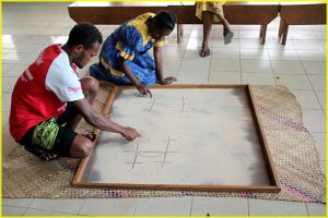 Sand drawing, traditional art form in Vanuatu (Port Villa, Efate)