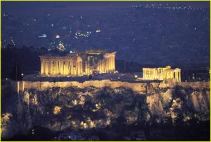Parthenon and Erechtheion seen from Lykavittos Hill