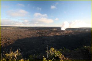 Smoking Halemaumau Crater in Kilauea Caldera, Hawaii Volcanoes National Park, Big Island