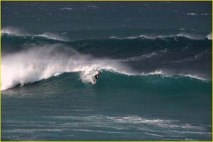 Surfing on Hookipa Beach, Maui