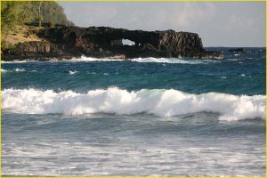 Sea arch at Koki Beach near Hana, Maui
