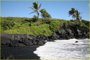 Black Beach in Waianapanapa State Park near Hana, Maui