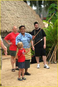 Throwing a spear, Polynesian Cultural Center, Oahu