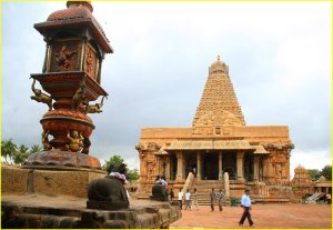 Brihadishvara Temple in Thanjavur - view of the main temple with 66 m high vimana (tower) capped with 80 ton octagonal cupola