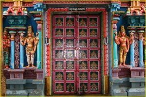 Sri Ranganathaswamy Temple in Srirangam near Trichy (Tiruchirappalli), Tamil Nadu - door detail