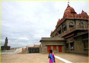 Vivekananda Memorial on an island just off Cape Comorin with Tiruvalluvar statue in the background