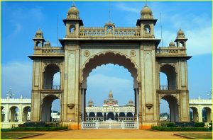 Entrance gate to Amba Vilas Palace in Mysore, Karnataka