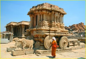 Garuda Shrine fashioned as chariot at Vitthala Temple in Hampi, Karnataka
