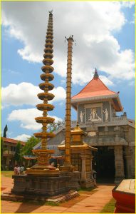 Brass pillar at Shri Mahalasa Temple near Ponda, Goa