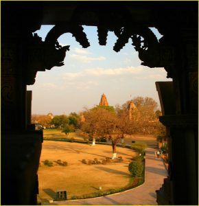 View of the Western Group of temples from Kandaria Mahadev Temple, Khajuraho, Madhya Pradesh
