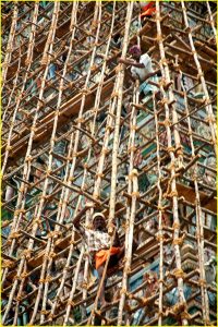 Gopuram of Sri Meenakshi Temple under restoration