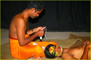 Preparing for Kathakali, Kerala's classical dance-drama, Fort Kochi (a 4hr long make-up routine!)