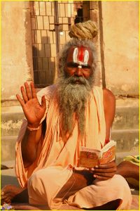 Holy man (posing for a small fee) in Orchha, Madhya Pradesh