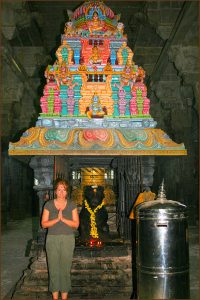 With Nandi and lingam in Kanchipuram