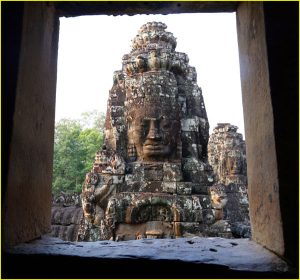 Enigmatic stone faces of the Bayon Temple, Cambodia