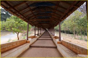 Walkway to hilltop Shan stupas, Thaung Thut at Inle Lake, Myanmar