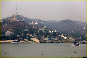 Panorama of Sagaing with Irrawady (Ayeyarwady) River near Mandalay, Myan