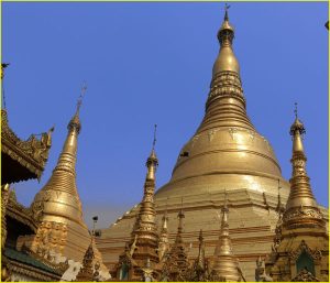 Stupas at Shwedagon Paya (Pagoda), Yangon, Myanmar