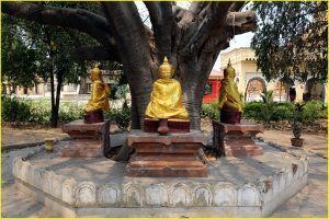 Four Buddhas in the courtyard of Shwezigon Pagoda, New Bagan, Myanmar