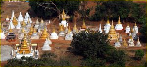 Stupas at the base of Pindaya Cave, Myanmar