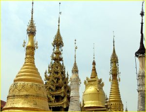 Shan stupas in Thaung Thut at Inle Lake, Myanmar