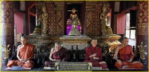 Wax statues of elders in Wat Phra Singh, Chiang Mai, Thailand