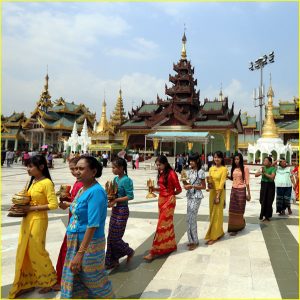 Initiation ceremony (shinbyu) for young monks, Shwedagon Pagoda, Yangon, Myanmar