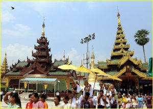 Initiation ceremony (shinbyu) for young monks, Shwedagon Pagoda, Yangon, Myanmar