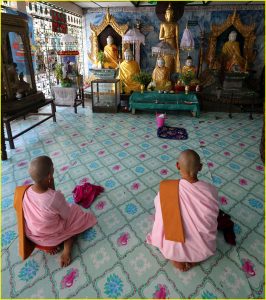 Monks in Botataung Pagoda, Yangon, Myanmar