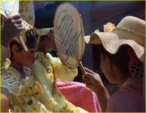 Girls ready for initiation ceremony, Mandalay, Myanmar