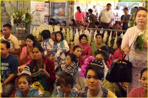 Girls at initiation ceremony, Mahamuni Paya, Mandalay, Myanmar