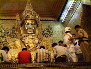 Seated buddha at Mahamuni Paya, Mandalay, Myanmar