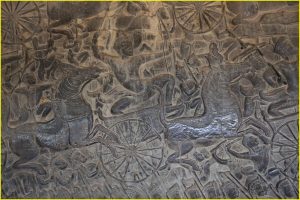 Bas-reliefs of combat, Angkor Wat, Cambodia