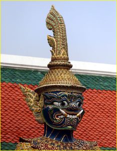 Yaksha (giants) guarding entrance to Wat Phra Kaew (Kaeo, or Emerald Buddha), Bangkok