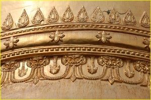 Detail of the gilded stupa of Dhammayazika Pagoda, Bagan, Myanmar