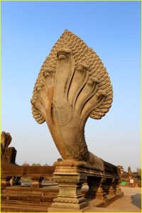 Naga - a seven-headed serpent guarding Angkor Wat, Cambodia